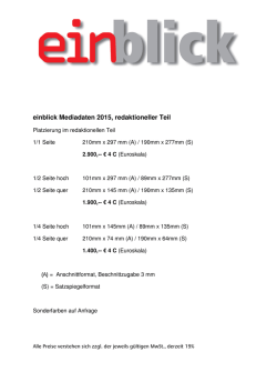 einblick Mediadaten 2015, redaktioneller Teil