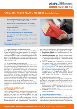 Informationsblatt: Sozialrechtliche Fragen bei Krebs