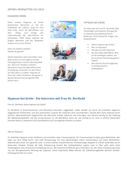 Hypnose bei Krebs - Ein Interview mit Frau Dr. Berthold