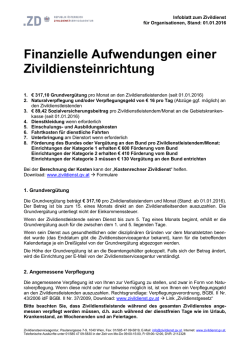 Infoblatt Finanzielle Aufwendungen einer Zivildiensteinrichtung