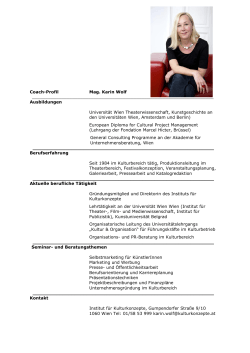 Coach-Profil Mag. Karin Wolf - Institut für Kulturkonzepte