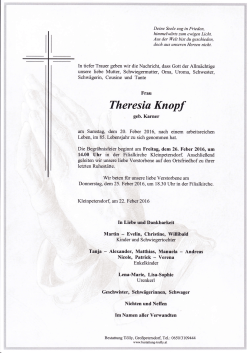 Theresiu Knopf - Bestattung Tölly