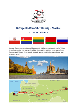 Reiseprogramm 16 Tage Radfernfahrt Danzig