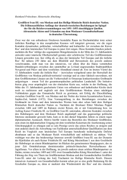 Gro&szlig;f&uuml;rst Ivan III. von Moskau und das Heilige R&ouml;mische Reich