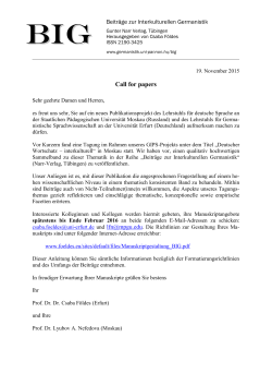 Call for papers - Prof. Dr. Dr. Csaba Földes