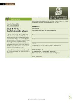 JAGD & HUND &ndash; Busfahrten jetzt planen