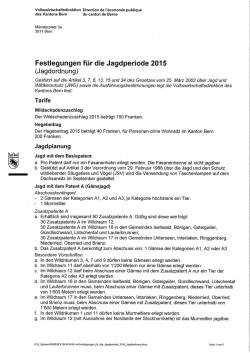 Festlegungen f&uuml;r die Jagdperiode 2015