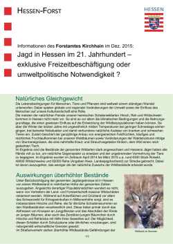 Jagd in Hessen im 21. Jahrhundert  - Hessen