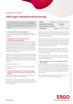 Produktinformationsblatt Jagd-Haftpflichtversicherung