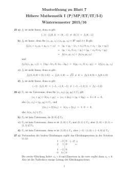 Musterlösung zu Blatt 7 Höhere Mathematik I (P/MP/ET/IT/I