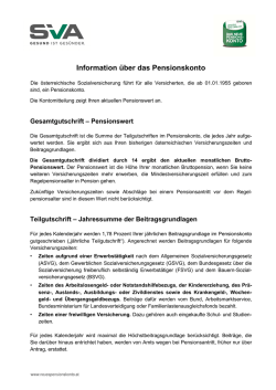 Information &uuml;ber das Pensionskonto
