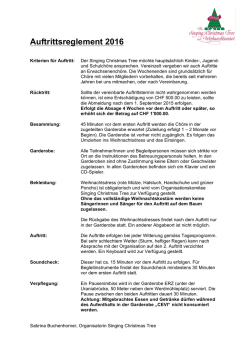 Auftrittsreglement 2016 - Singing Christmas Tree
