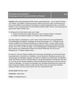 Information oder Interaktion? Erwartungen an den Facebook