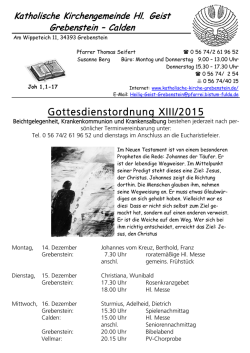 Gottesdienstordnung 13 / 2015