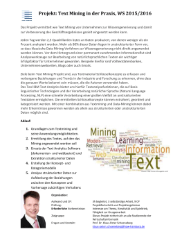 Projekt: Text Mining in der Praxis, WS 2015/2016
