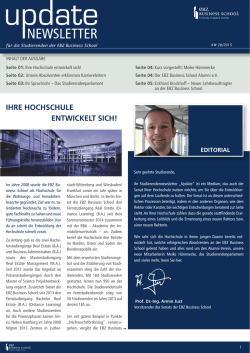 IHRE HOCHSCHULE ENTWICKELT SICH! EDITORIAL