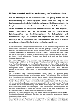 FH Trier entwickelt Modell zur Optimierung von