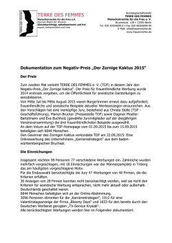 Dokumentation zum Negativ-Preis &bdquo;Der Zornige Kaktus 2015&ldquo;