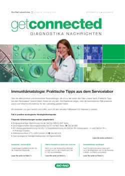 get connected, Diagnostica Nachrichten Ausgabe 62/2015