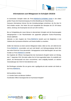 Informationen zum Mittagessen im Schuljahr 2015/16