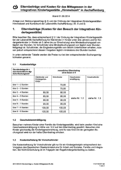 e Elternbeitr&auml;ge und Kosten f&uuml;r das Mittagessen in der