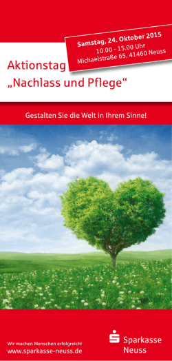 Aktionstag „Nachlass und Pf lege“ - Gut