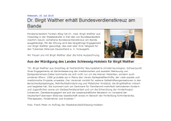 Dr. Birgit Walther erh&auml;lt Bundesverdienstkreuz am Bande
