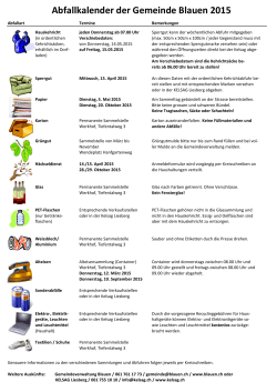 Abfallkalender der Gemeinde Blauen 2015