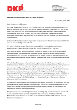 Offener Brief an die Landtagsfraktion der LINKEN im Saarland