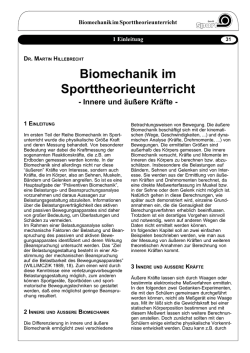 Biomechanik im Sporttheorieunterricht. Innere und &auml;u&szlig;ere Kr&auml;fte. In
