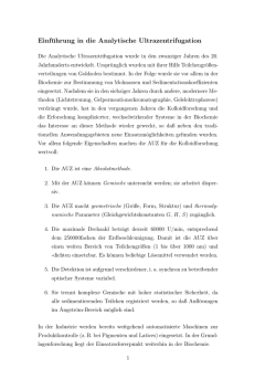 Grundlagen der AUZ - Informationen zur Analytischen