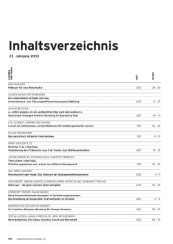 Jahresinhalt 2003 - Organisationsentwicklung