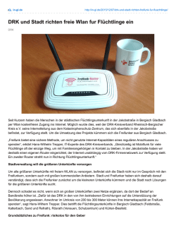 DRK und Stadt richten freies WLAN f&uuml;r Fl&uuml;chtlinge ein