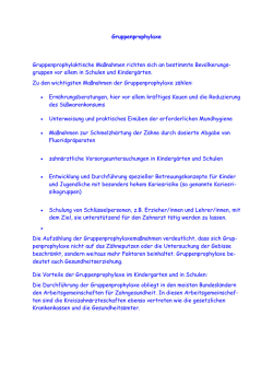 Gruppenprophylaxe Gruppenprophylaktische Ma&szlig;nahmen richten