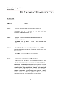 Hermeneutik Lehrplan - Freie evangelische Bibelgemeinde Meine
