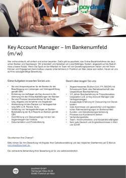 Key Account Manager – Im Bankenumfeld (m/w)