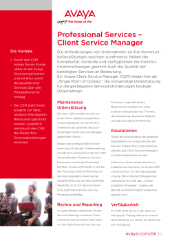 Professional Services – Client Service Manager