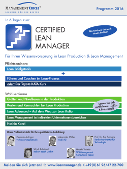 Certified Lean Manager Gesamtprogramm 2016