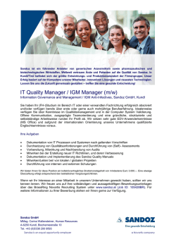 IT Quality Manager / IGM Manager (m/w)