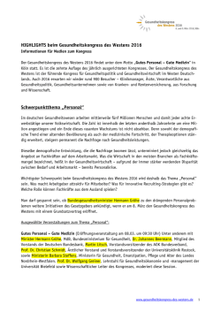 HIGHLIGHTS beim Gesundheitskongress des Westens 2016