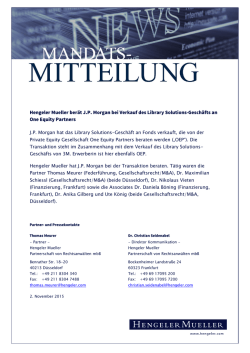 Hengeler Mueller ber&auml;t J.P. Morgan bei Verkauf des Library