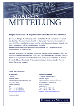 Hengeler Mueller berät J.P. Morgan beim Verkauf von