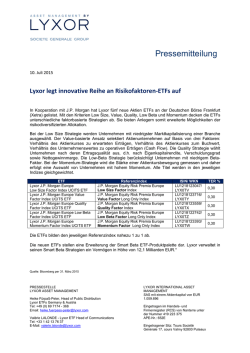 Lyxor legt innovative Reihe an Risikofaktoren ETFs auf