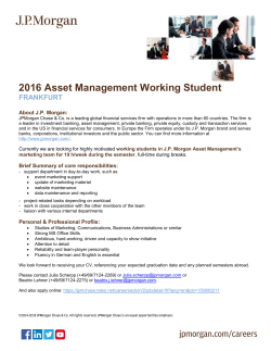2016 Asset Management Working Student FRANKFURT