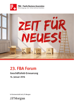 23. FBA Forum - Family Business Association Schweiz