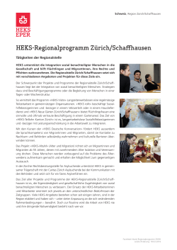 HEKS-Regionalprogramm Zürich/Schaffhausen