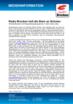 Radio Brocken Schulhofkonzerte haben begonnen