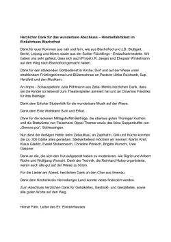 Herzlicher Dank f&uuml;r das wunderbare Abschluss &ndash; Himmelfahrtsfest