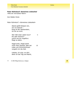 Interpretation. Peter R&uuml;hmkorf: "Gemeines Liebeslied"