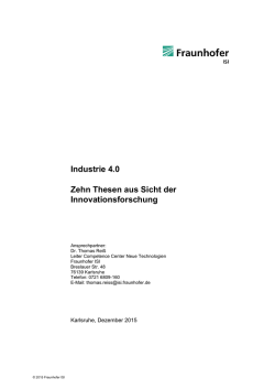 Industrie 4.0 Zehn Thesen aus Sicht der
